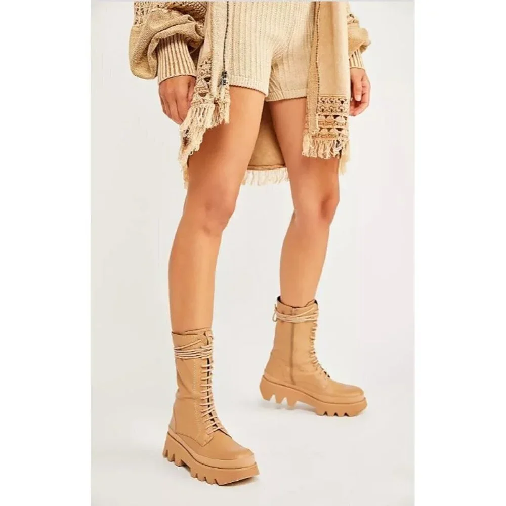 PALOMA BARCELO Helsa Cairo Platform Boots In Nocciola Size 40 US 9.5 $458